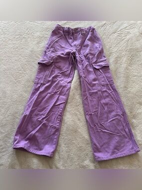 My Sister's Closet Purple Cargo Pants Girls Size‎ 14 Wide Leg Utility Y2K
